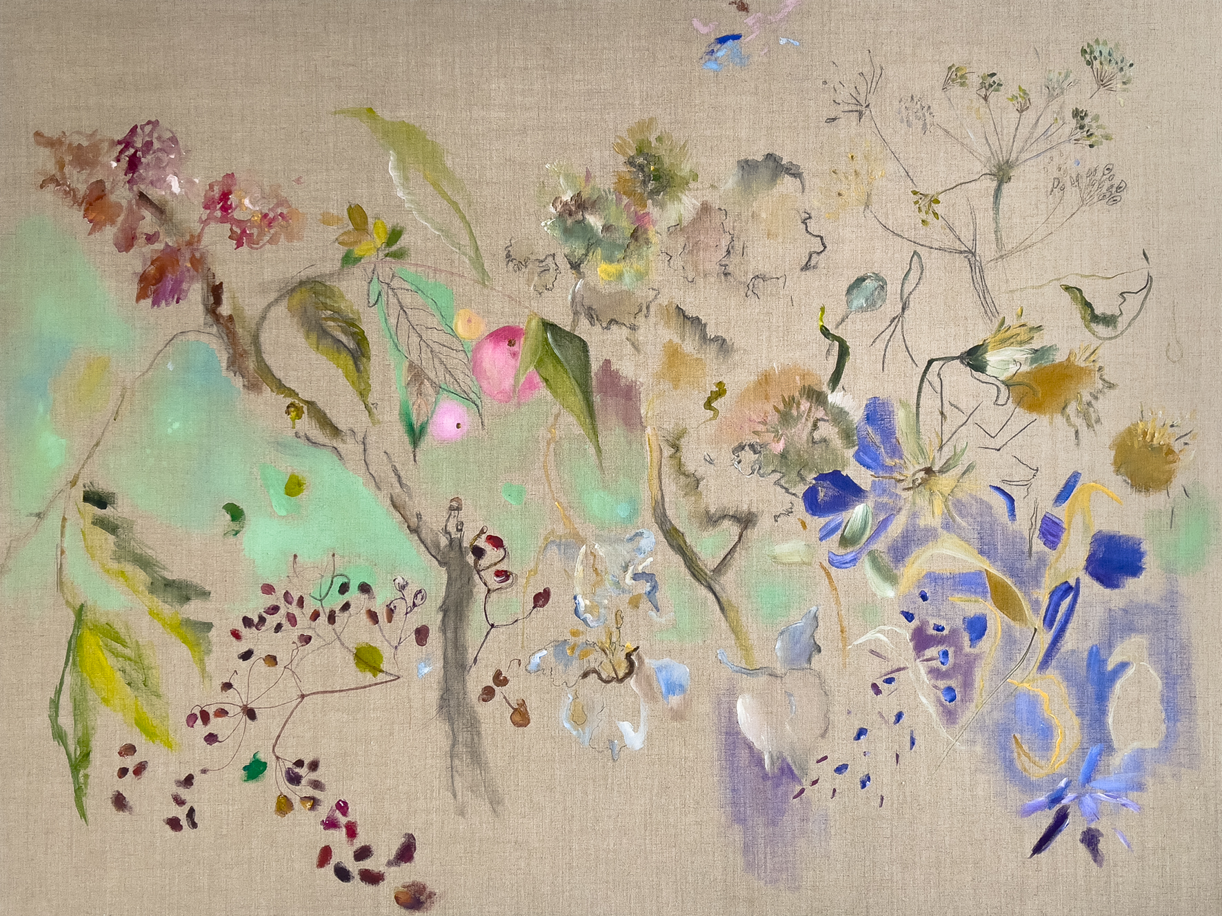 0 HOLD Sara Crooks (purchasing) --- GOE_ 59h x 78.5w (150x200x2.5cm), $7,700, When Quiet Lands On You (oil stick, acrylic & charcoal on raw linen canvas) 2024 1