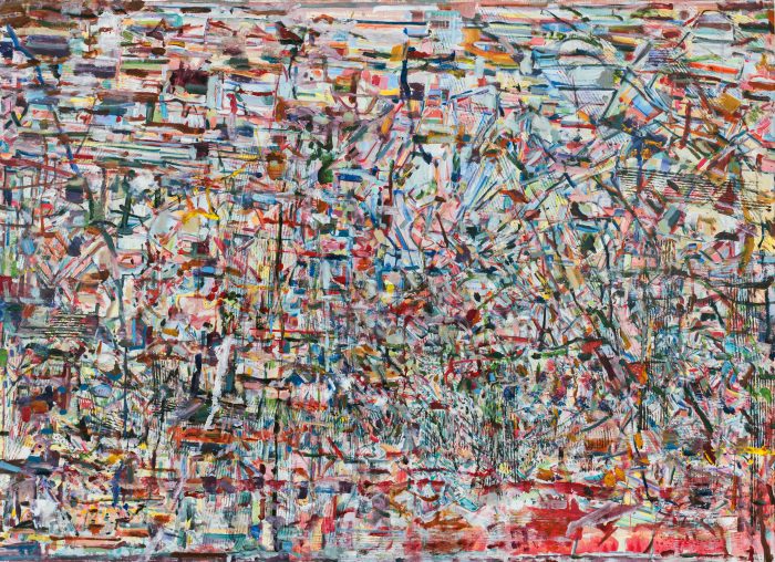 COH_ 76.4h x 104.3w x 1.6d (194x265x4cm), $12,500, Forest (acrylic on canvas) 2024