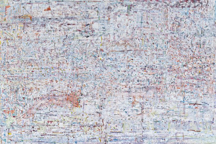 COH_ 76h x 113.8w x 1.6d (193x289×4cm), $13,000, View of Rahaf Stream (oil on canvas) 2024